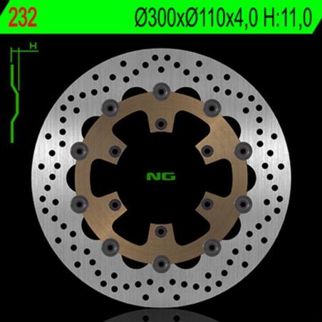 NG BRAKE DISC 232 : Disco de freno NG BRAKES redondo flotante