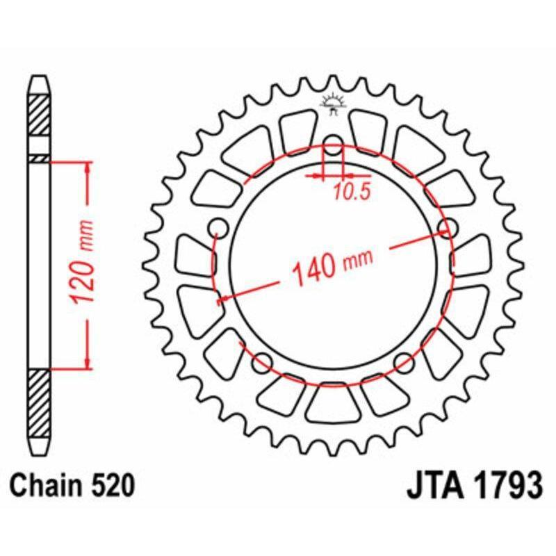 JT SPROCKETS JTA1793.43 : Corona JT 1793 de aluminio con 43 dientes