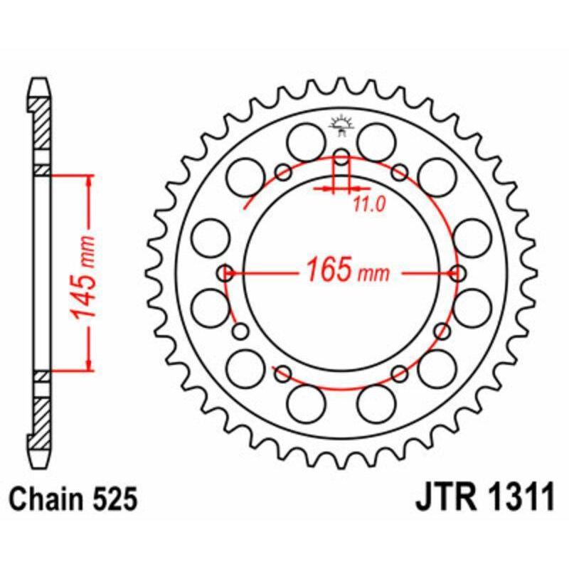 JT SPROCKETS JTR1311.45 : Corona JT SPROCKETS acero estándar 1311 - Paso 525