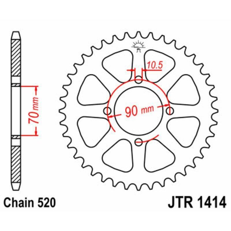 JT SPROCKETS JTR1414.43 : Corona JT SPROCKETS acero estándar 1414 - Paso 520