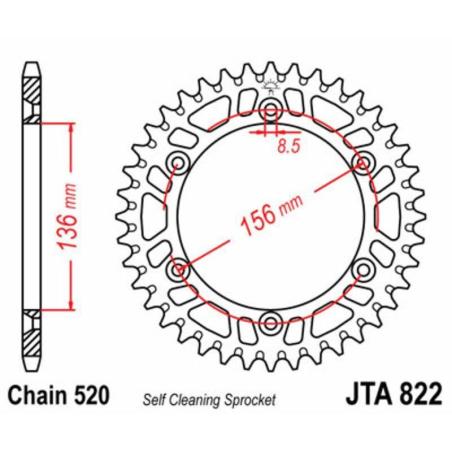 Corona plato transmision trasero JT 822