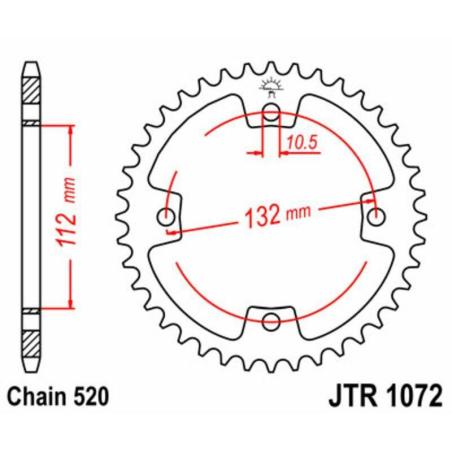 JT SPROCKETS JTR1072.38 : Corona JT SPROCKETS acero estándar 1072 - Paso 520