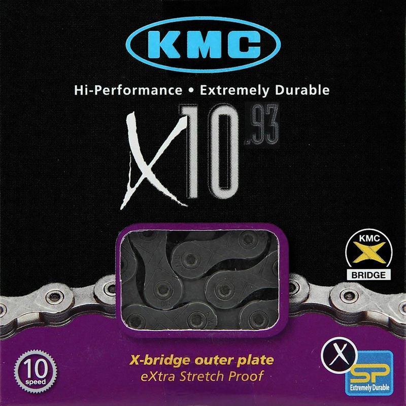 KMC WPX10NB16 : Bolsa de 5 Cadenas KMC X10 10 velocidades 116 eslabones gris