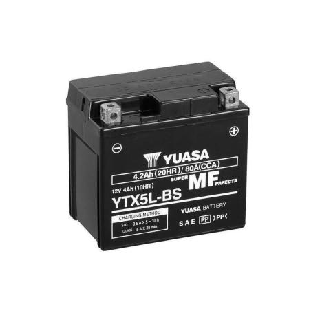 YUASA YTX5L-BS : Batería YUASA YTX5L-BS Combipack (con electrolito)