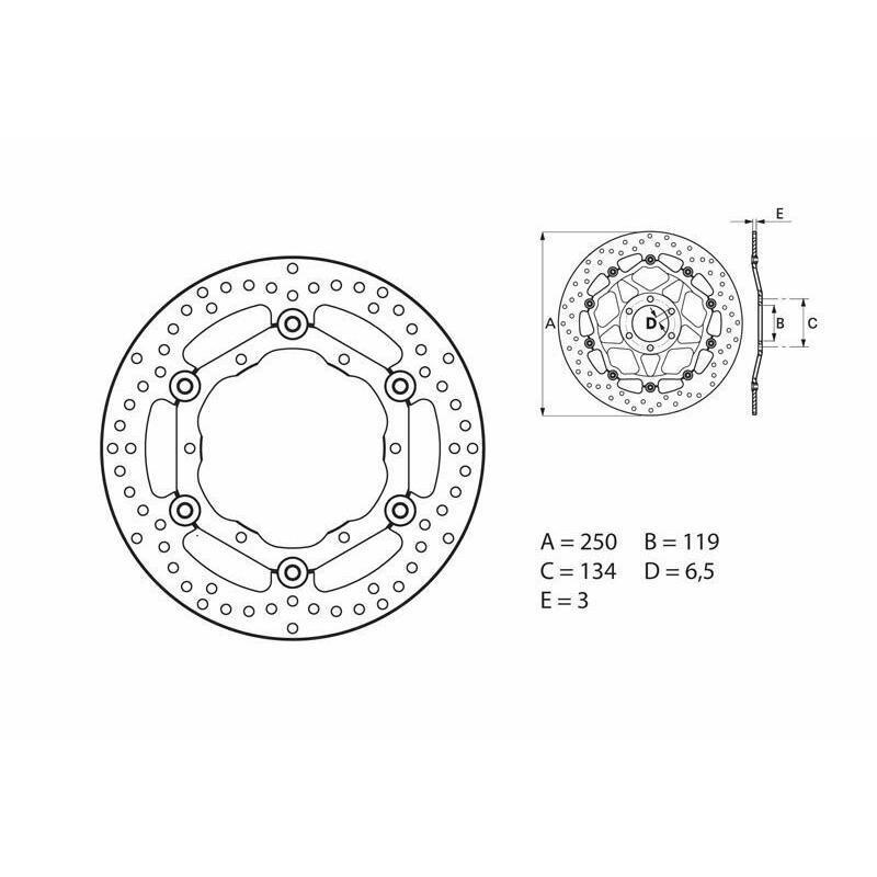 BREMBO 78B40813 : Disco de freno BREMBO Serie Oro redondo flotante