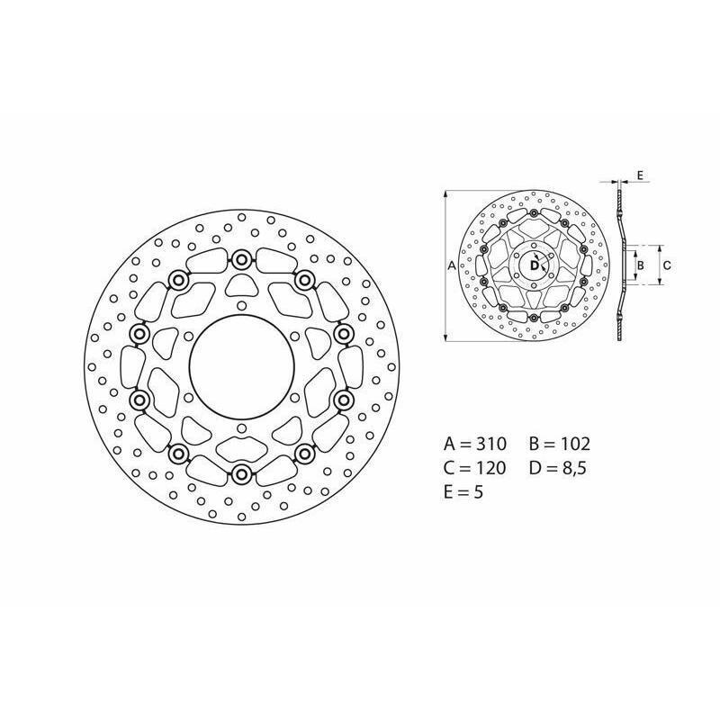 BREMBO 78B40863 : Disco de freno BREMBO Serie Oro redondo flotante