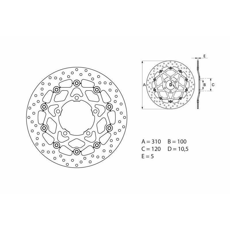 BREMBO 78B40864 : Disco de freno BREMBO Serie Oro redondo flotante