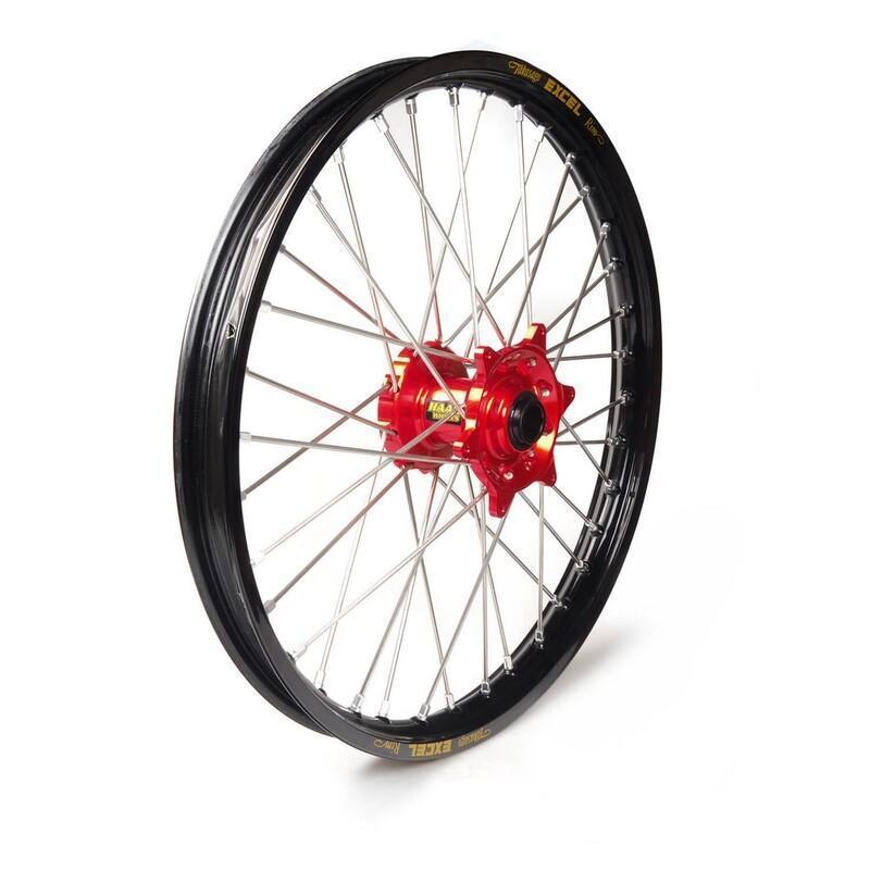 HAAN WHEELS 1 13004/3/6 : Rueda completa Haan Wheels aro negro 17-1,40 buje rojo 1 13004/3/6