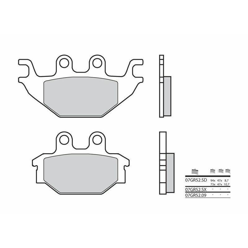 BREMBO 07GR52SX : Pastillas de freno sinterizadas de competición Brembo 07GR52SX