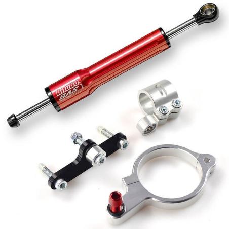 BITUBO  : Kit amortiguador de dirección BITUBO rojo montaje bajo instrumentos - Triumph Speed Triple 1050