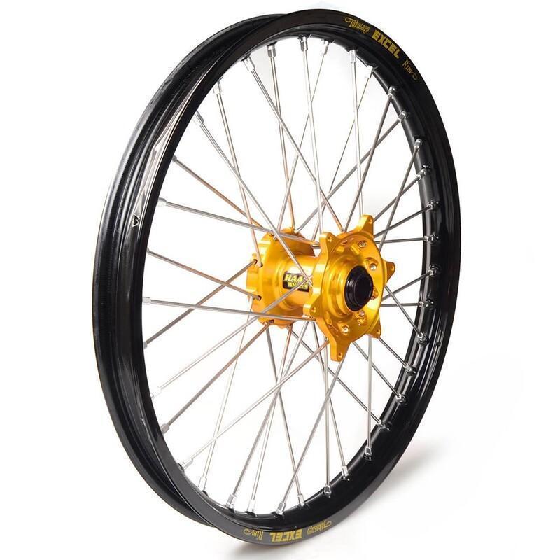 HAAN WHEELS 1 13004/3/2 : Rueda completa Haan Wheels aro negro 17-1,40 buje oro 1 13004/3/2