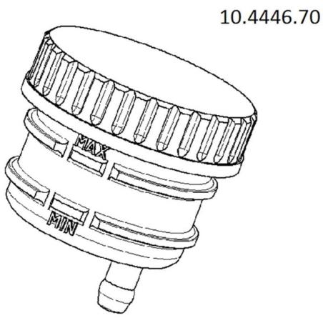 BREMBO 10444670 : Depósito para bomba Brembo salida recta soporte por abrazadera