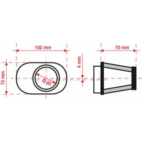 BMC FBPF55-70R : Filtro de aire BMC Tapered Offset-Right Ø55mm - FBPF55-70R