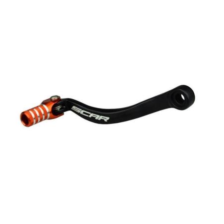 SCAR GSL502 : Pedal cambio SCAR negro mate Puntera naranja KTM SX125