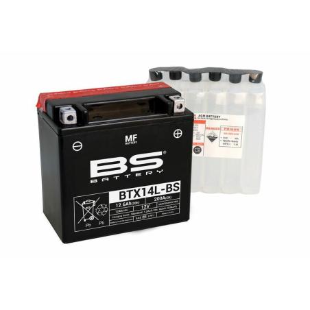 BS BATTERY 300605 : Batería BS BATTERY BTX14L-BS sin mantenimiento con pack de electrolito