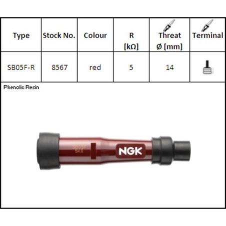 NGK 8567 : Pipa de bujía NGK SB05F-R