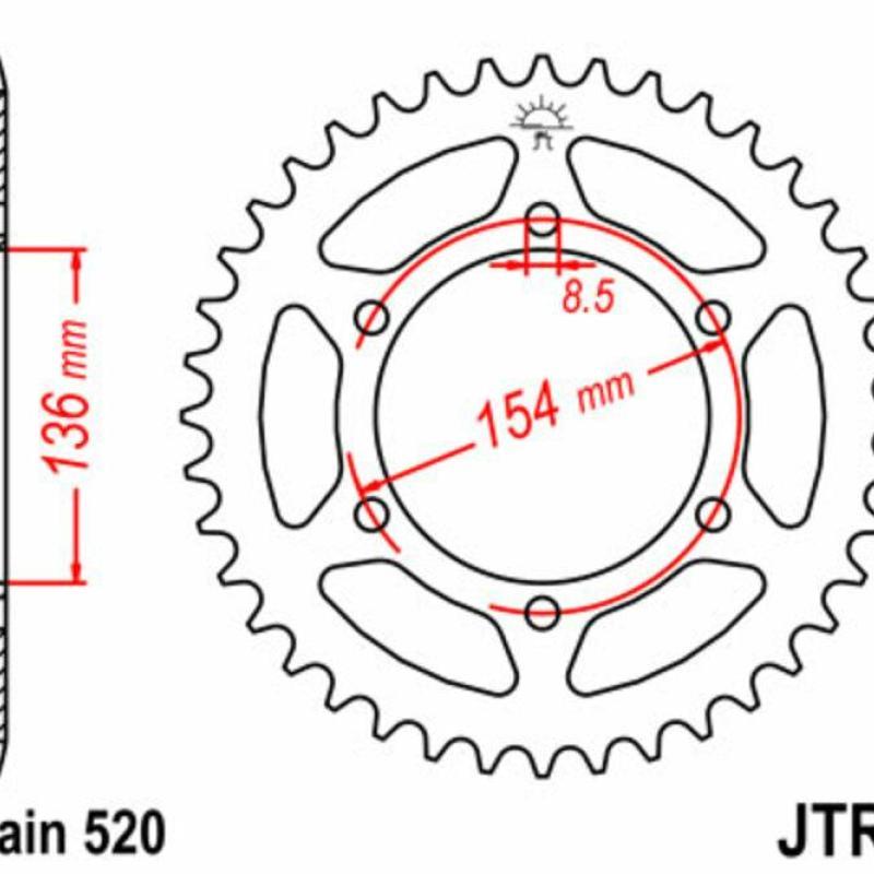 JT SPROCKETS JTR9.47 : Corona JT SPROCKETS acero estándar 9 - Paso 520