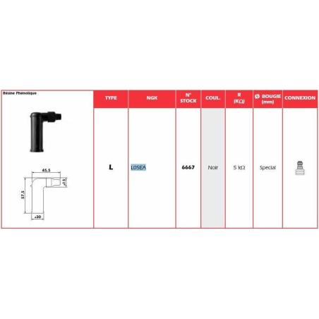 NGK 6667 : Pipa de bujía NGK L05EA
