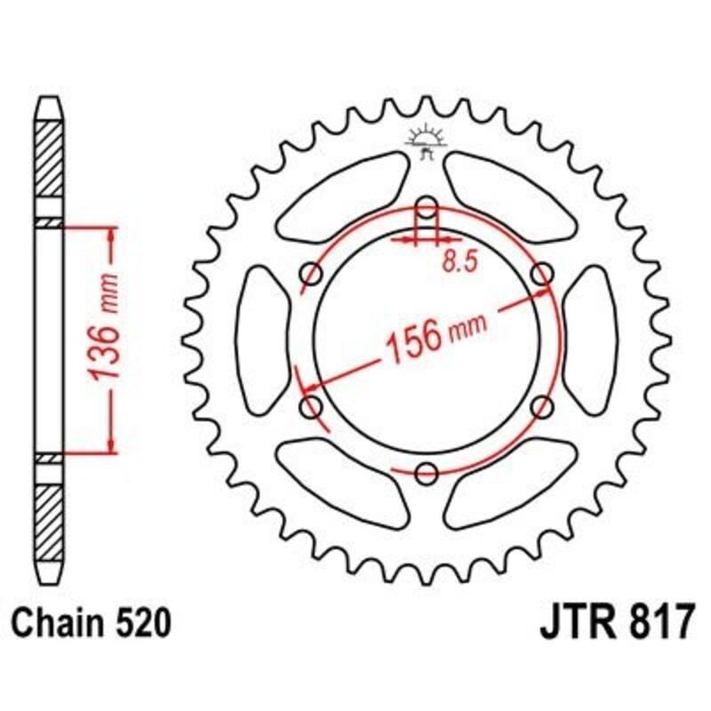 JT SPROCKETS JTR817.46 : Corona JT 817 de acero con 46 dientes