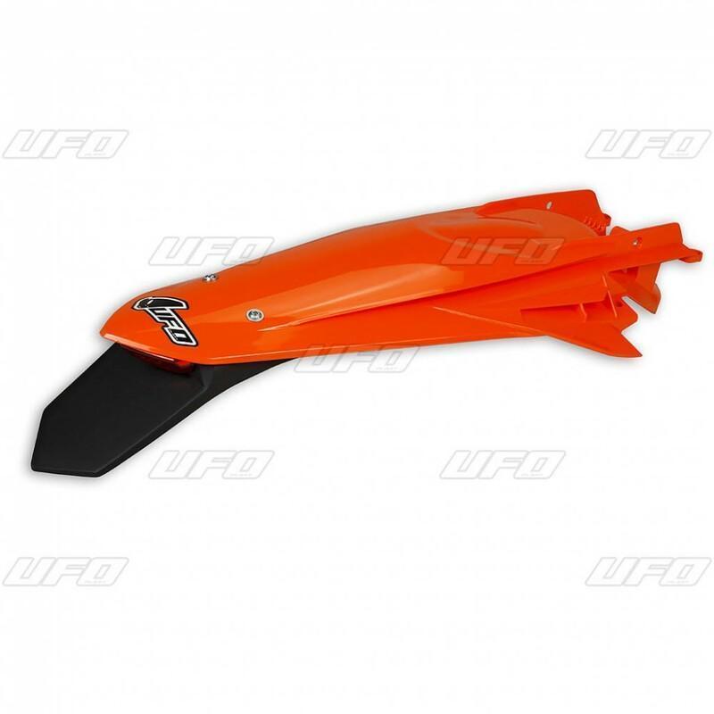 UFO KT04097#FFLU : Guardabarros trasero UFO + portamatrículas con LED naranja flúor KTM EXC/EXC-F