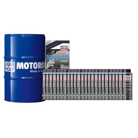 LIQUI MOLY  : Pack bidón de aceite 205L LIQUI MOLY - 10W40 HC sintético + 24 Limpia motores 250ml